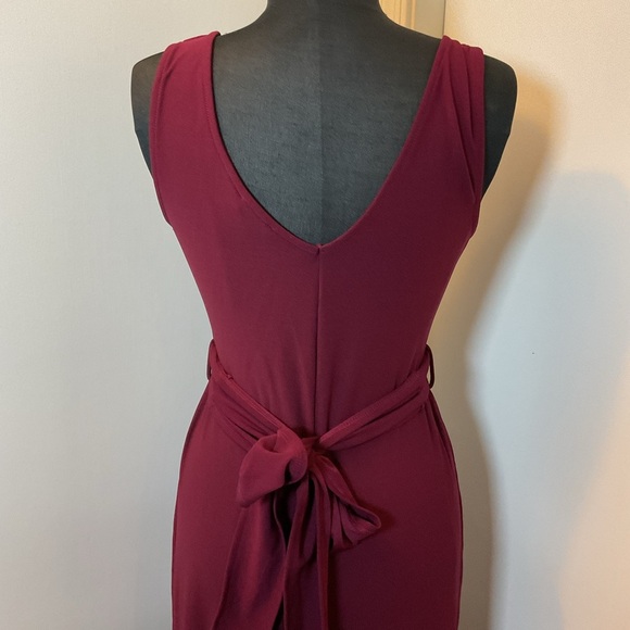 13. Blaine Burgundy Jumpsuit with Plunging V-Neck and Cropped Legs Size Medium - Picture 6 of 8